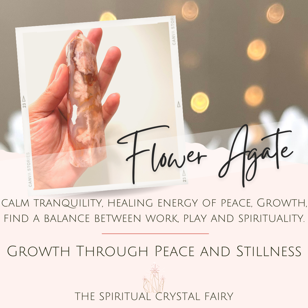 (A101) Cherry Blossom Flower Agate Tower Reiki Energy Healing CrystalThe Spiritual Crystal Fairy