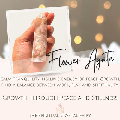 (A102) Cherry Blossom Flower Agate Tower Reiki Energy Healing CrystalThe Spiritual Crystal Fairy