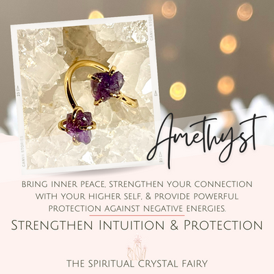 Amethyst Double the Love Crystal Ring (Raw)The Spiritual Crystal Fairy