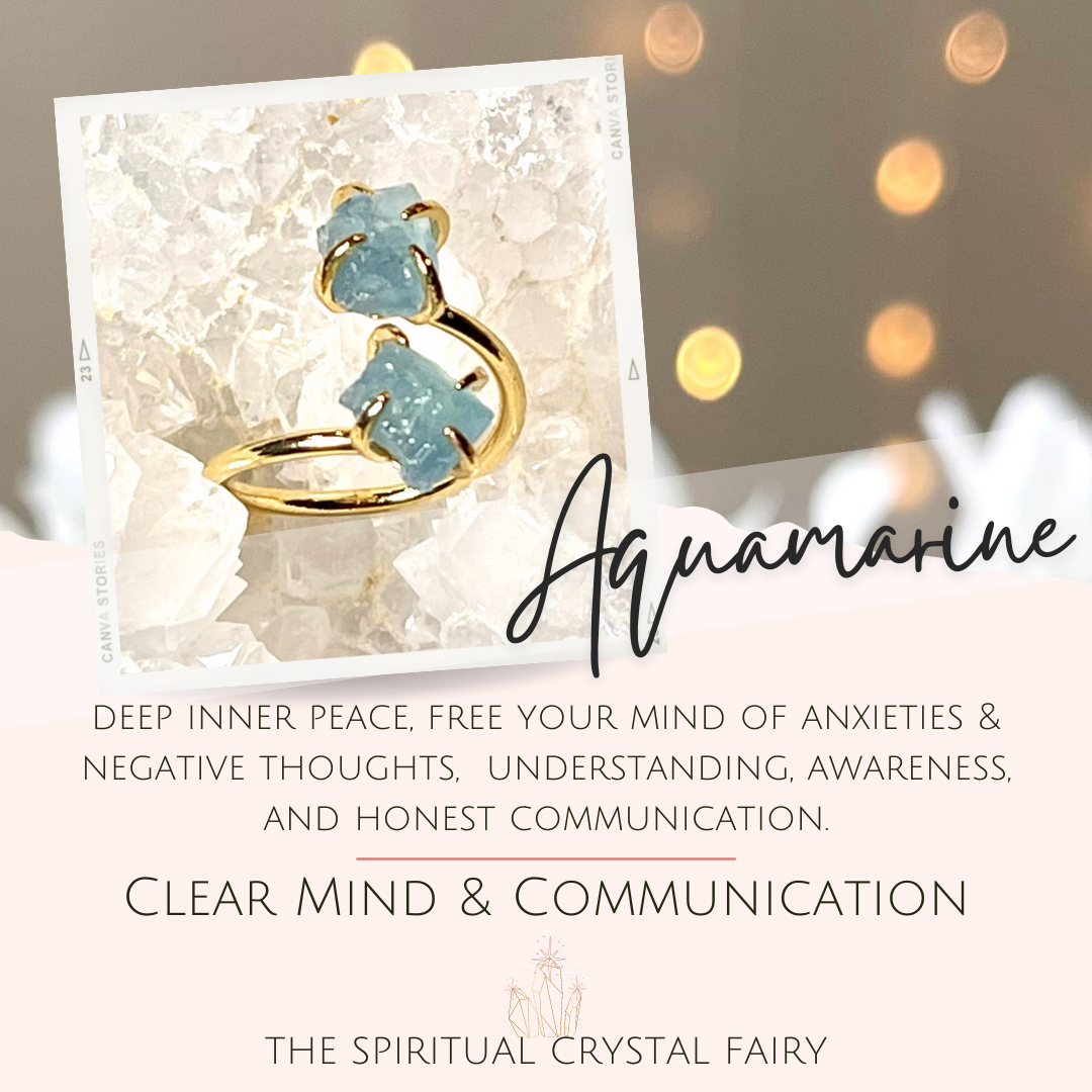 Aquamarine Double the Love Crystal Ring (Raw)The Spiritual Crystal Fairy