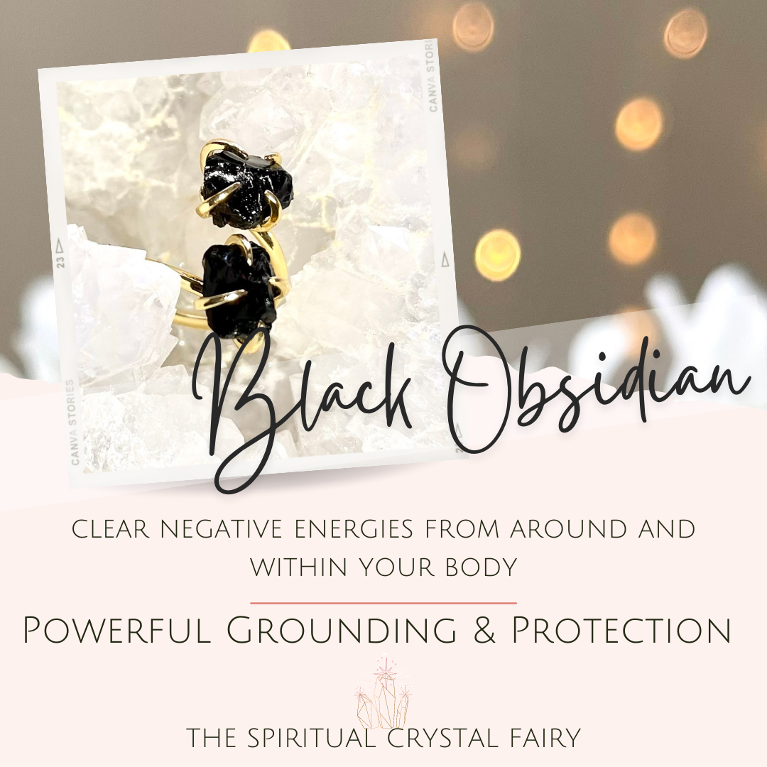 Black Obsidian Double the Love Crystal Ring (Raw)The Spiritual Crystal Fairy