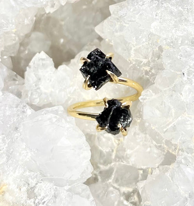 Black Tourmaline Double the Love Crystal Ring (Raw)The Spiritual Crystal Fairy