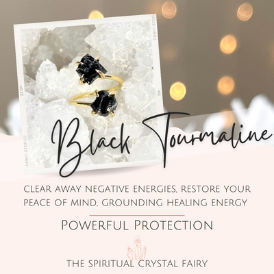 Black Tourmaline Double the Love Crystal Ring (Raw)The Spiritual Crystal Fairy