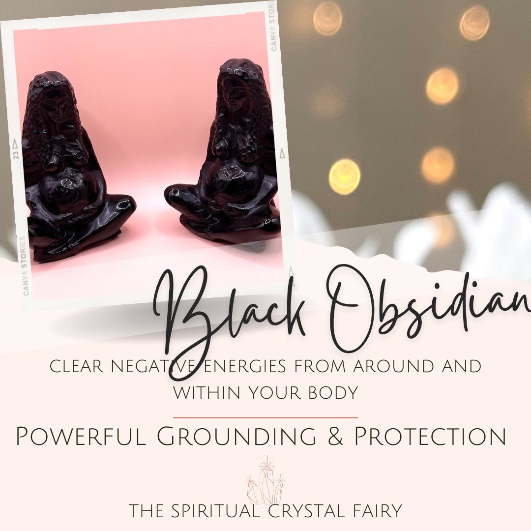 Black Obsidian Mother Earth Reiki Energy Healing CrystalThe Spiritual Crystal Fairy