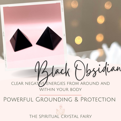 Black Obsidian Pyramids Reiki Energy Healing CrystalThe Spiritual Crystal Fairy