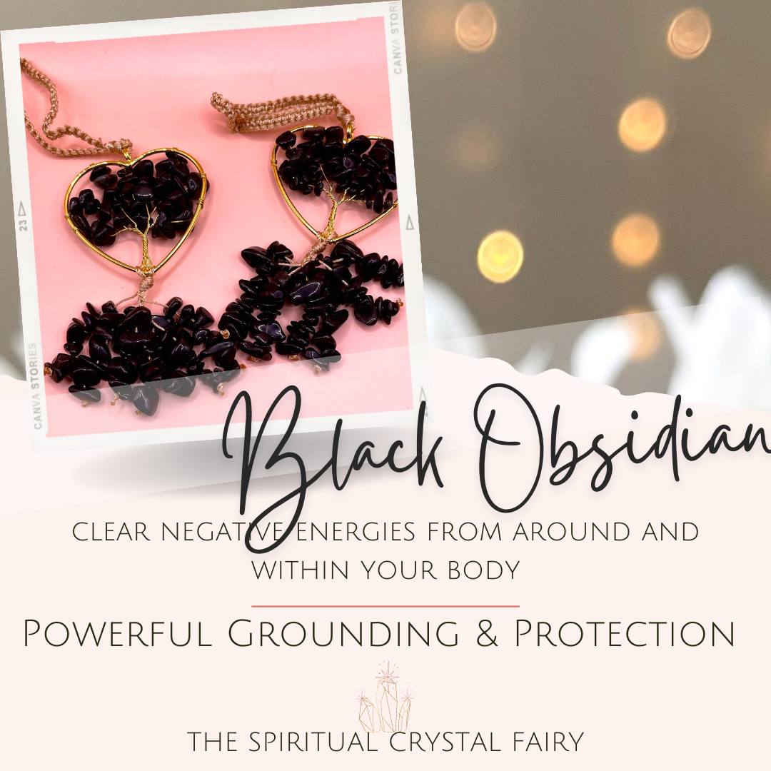 Black Obsidian Heart Hangings  Crystals Energized with ReikiThe Spiritual Crystal Fairy