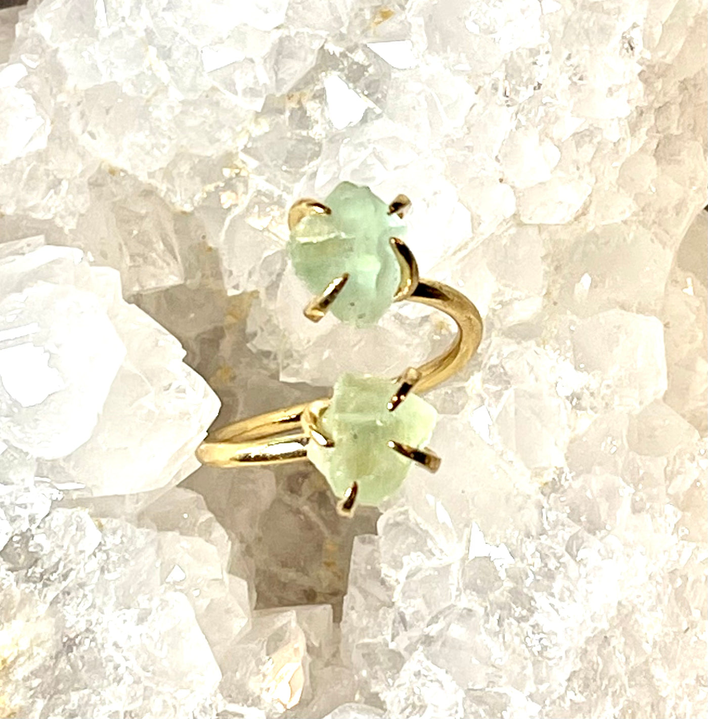 Green Fluorite Double the Love Crystal Ring (Raw)The Spiritual Crystal Fairy