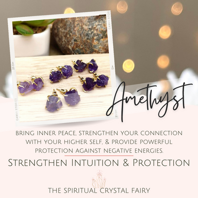 Raw Amethyst Reiki Healing Crystal EarringsThe Spiritual Crystal Fairy