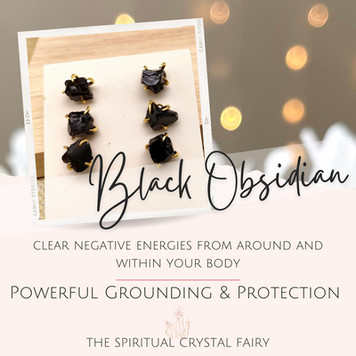 Raw Black Obsidian Reiki Healing Crystal EarringsThe Spiritual Crystal Fairy