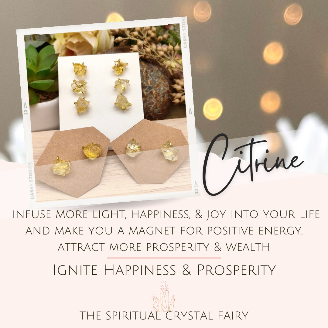 Raw Citrine Reiki Healing Crystal EarringsThe Spiritual Crystal Fairy