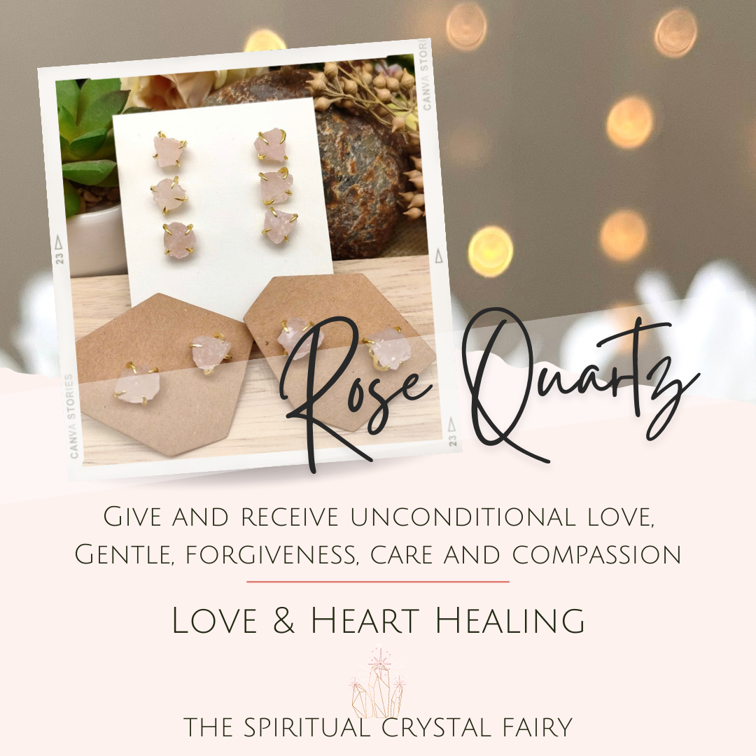 Raw Rose Quartz Reiki Healing Crystal EarringsThe Spiritual Crystal Fairy