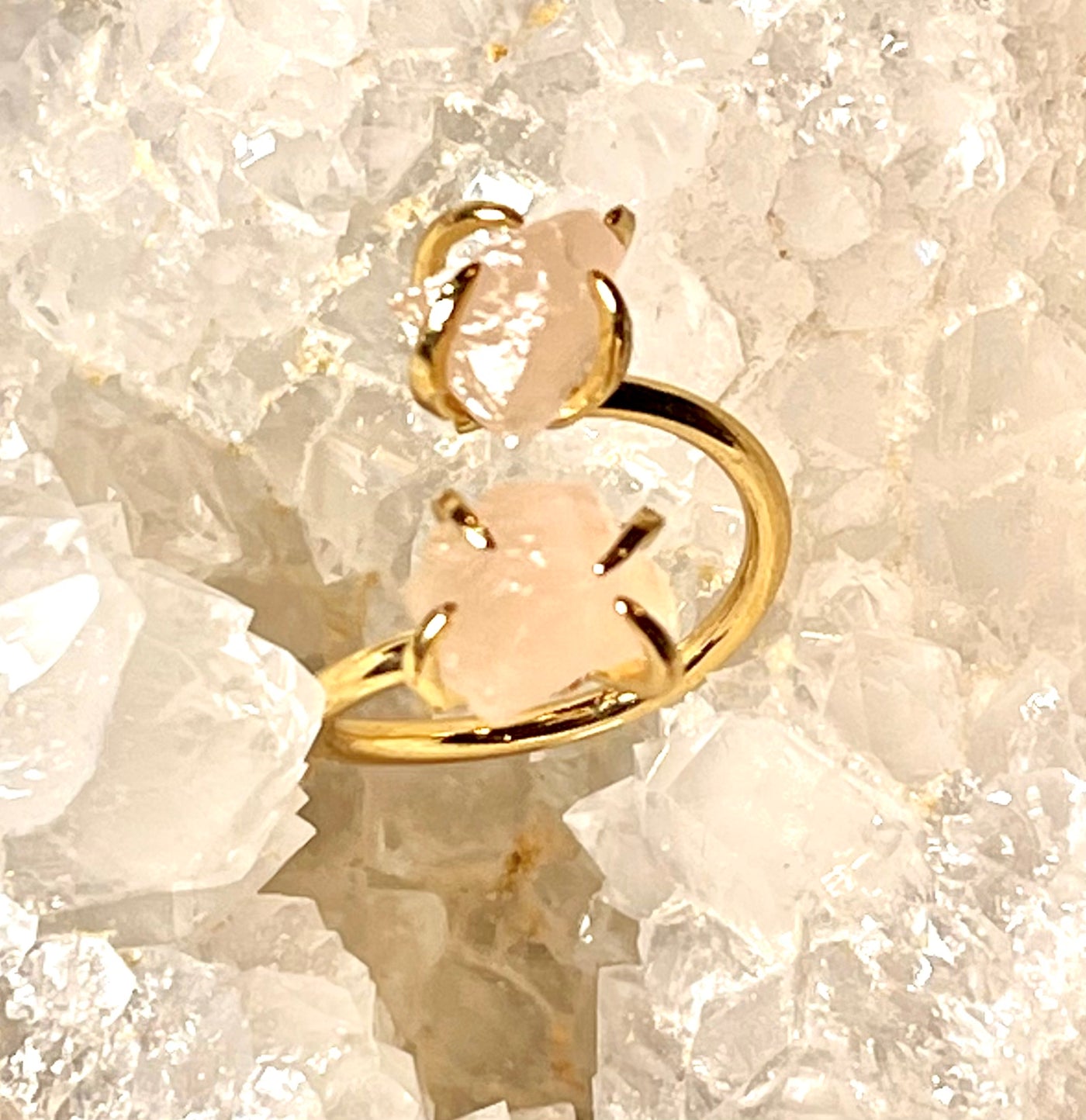 Rose Quartz Double the Love Crystal Ring (Raw)The Spiritual Crystal Fairy