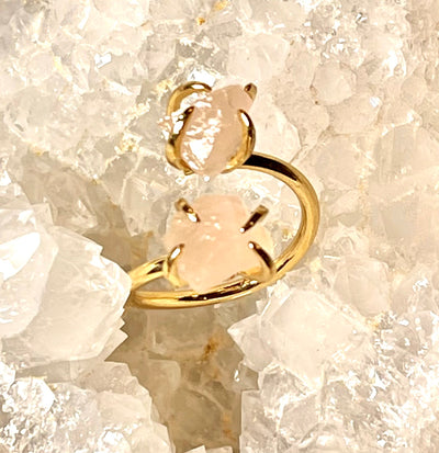 Rose Quartz Double the Love Crystal Ring (Raw)The Spiritual Crystal Fairy