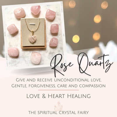 Rose Quartz Large Heart Reiki Healing Crystal NecklaceThe Spiritual Crystal Fairy